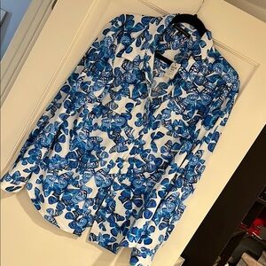 Adrienne Vittadini Blue Butterfly Blouse